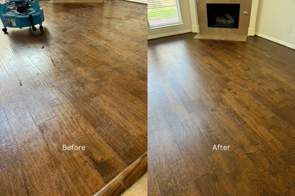 Wood floor cleaning and wax removal results in Trophy Club TX