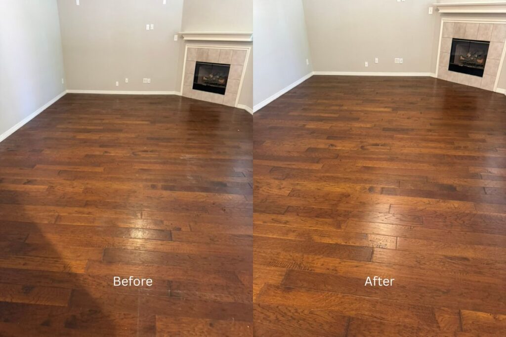 Wood floor cleaning and wax removal results in Trophy Club TX
