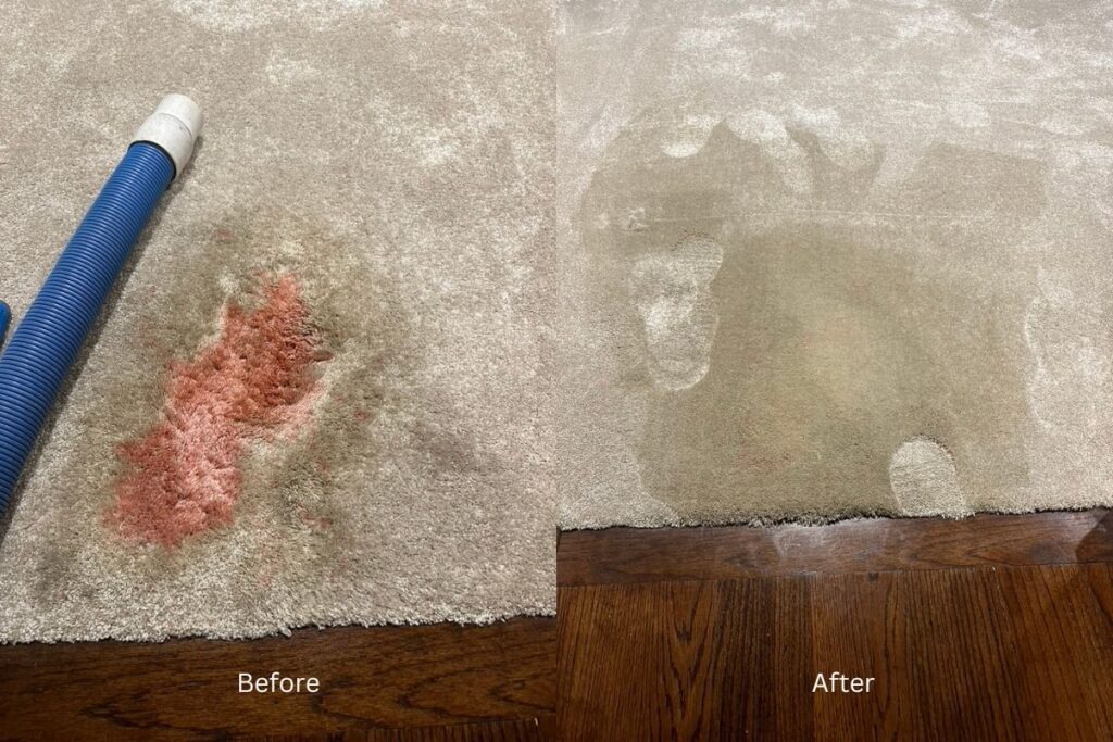 Carpet cleaning and red stain removal results in Westlake Vaquero TX