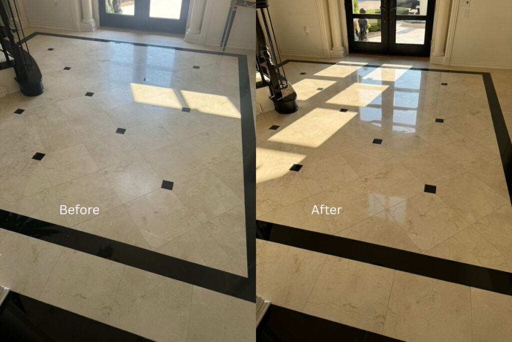 Natural stone cleaning and polishing results in Mira Vista Fort Worth TX